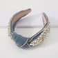 F3654 Jewelry fashion velvet knotted headband with diamonds and imitation pearl wide-brimmed French temperament headband
