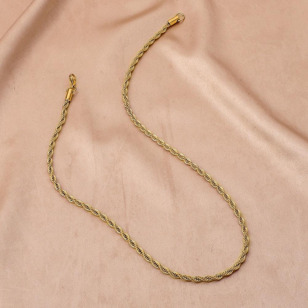 Simple stainless steel gold 5cm twist chain ins personality chain titanium steel necklace male minority