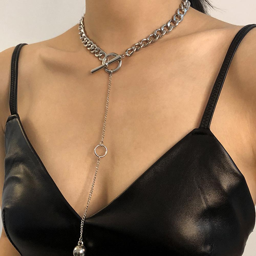 N795 Punk Pendant Clavicle Chain Metal Texture Exaggerated Trendy Necklace Necklace