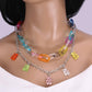 Ins sweet color candy color bear tassel necklace fashion girl multi-layer exaggerated necklace collarbone chain