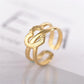 Fashion opening heart-shaped titanium steel ring 24K gold stainless steel couple ring