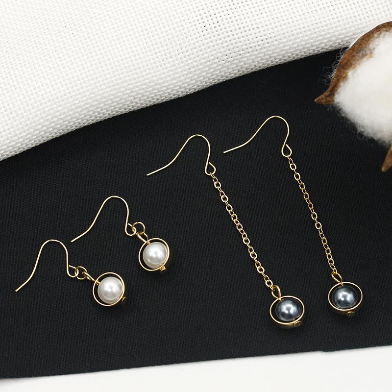 Popular ear jewelry long and short ring pearl pendant earrings simple and versatile