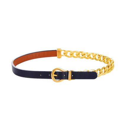 Fashionable leather chain stitching necklace female punk hip-hop personality metal one two-wear adjustable collar