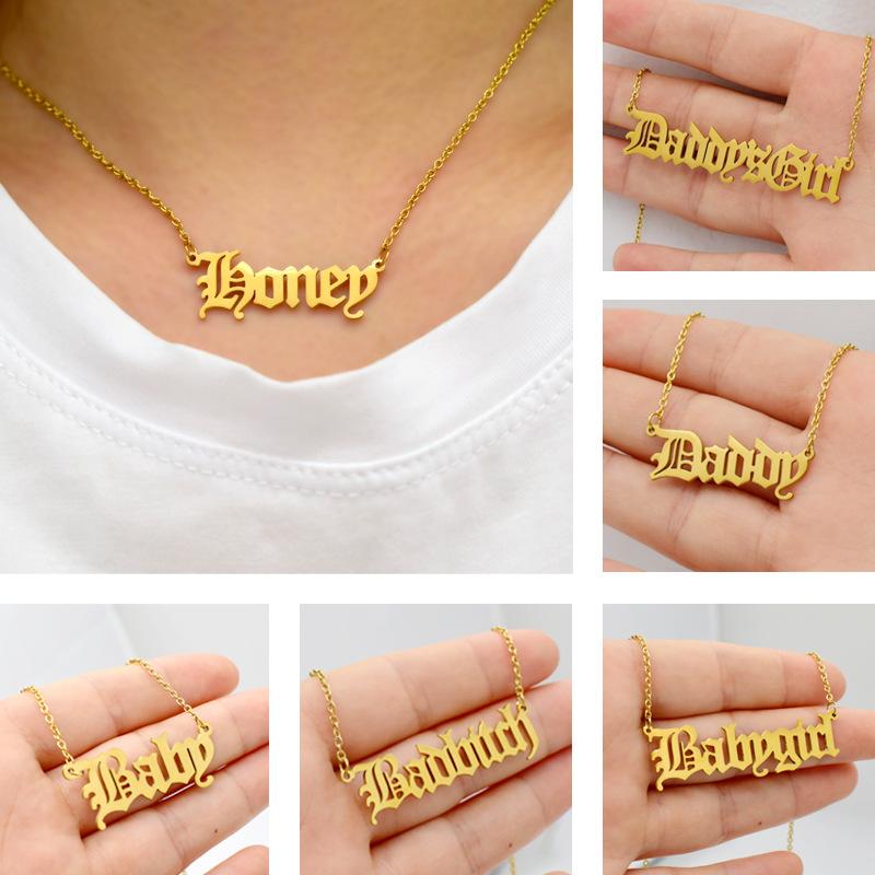 Explosive ancient English letter necklace AngelBabygirlPrincess necklace