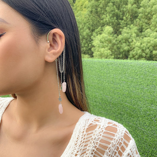 Jewelry Creative Imitation Crystal Tassel Elf Earring Female Simple Single Chain Star Earrings