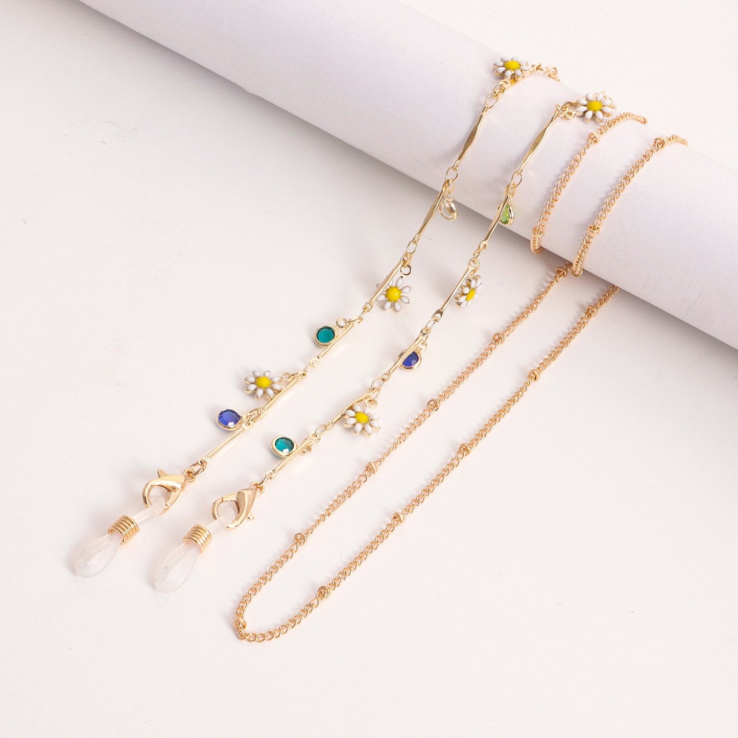Glasses Jewelry Drip Oil Color Heart Geometric Flower Mask Accessories Glasses Chain Female