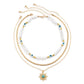 Jewelry Ethnic Sunflower Turquoise Pendant Necklace Vintage Imitation Pearl Eye Beaded Necklace