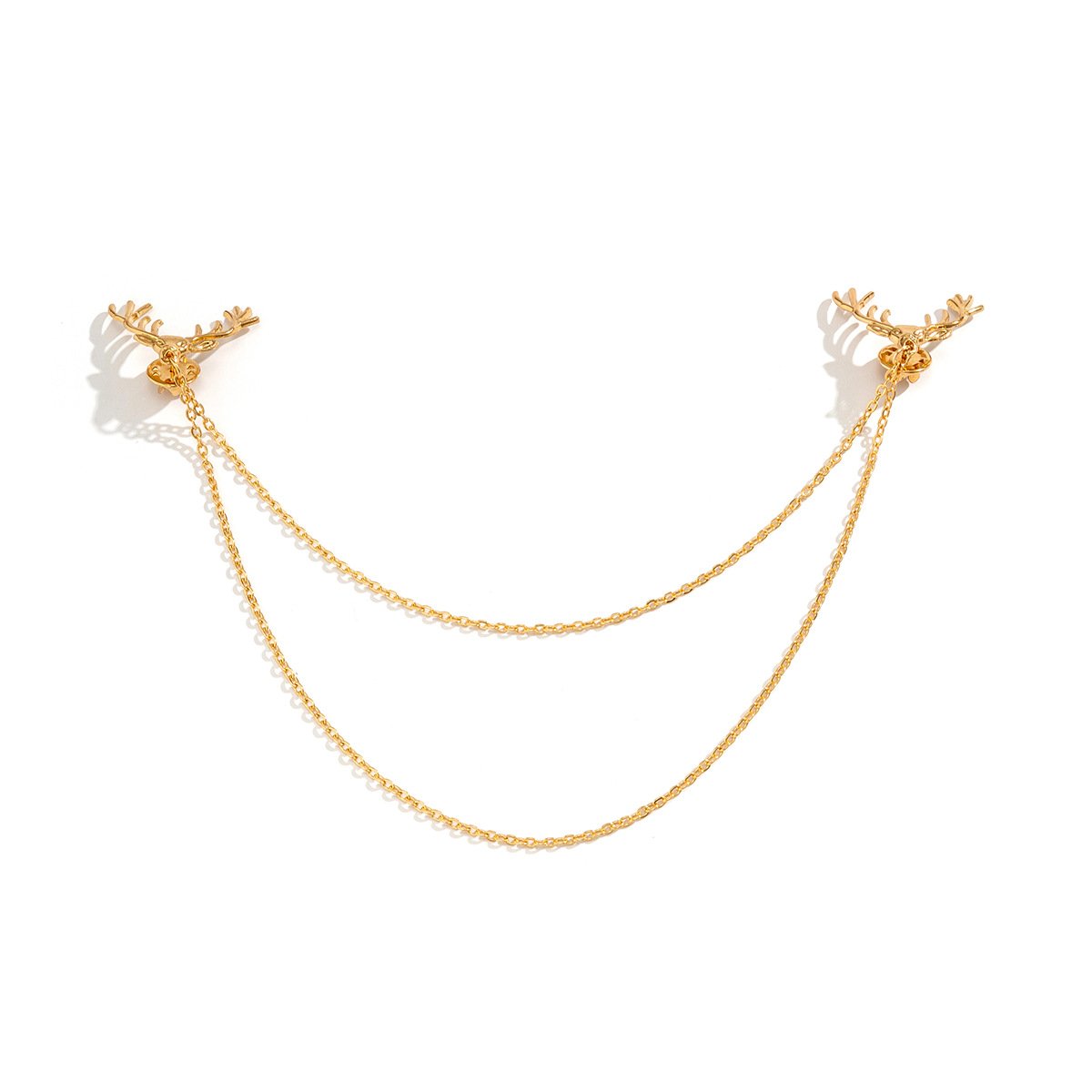 Jewelry Personality Sweet Cool Antlers Tassel Collar Pin Buckle Women's Versatile Chain Double-layer Simple Clothing