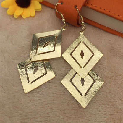 Earrings Exaggerated Atmosphere Hollow Rhombus Multi-layered Ladies Earrings Indian Retro Earrings