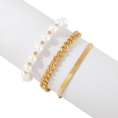 B1829 French Elegant Fragrance Bracelet Imitation Pearl Chain Beaded Temperament Fashion Snake Bone Chain Bracelet