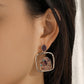 Fashion square hollow gravel drop glue earrings women's personality back shape temperament inlaid zircon earrings jewelry