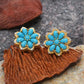 Explosive Bohemia Retro Turquoise Earrings Female Snow Flower Diamond Ancient Silver Earrings Jewelry