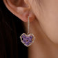 Personality trend heart-shaped zircon temperament purple earrings fashion high-end peach heart temperament earrings for women