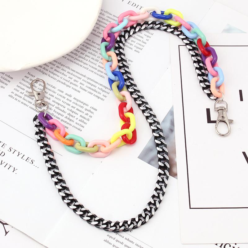 Punk Geometric Colorful Acrylic Waist Chain Metal Black Chain Multilayer Fashion Hip Hop Pants Chain
