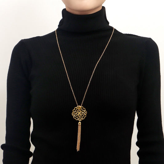 Jewelry INS Hollow Lotus Tassel Long Necklace Sweater Chain Female Simple Autumn and Winter Necklace