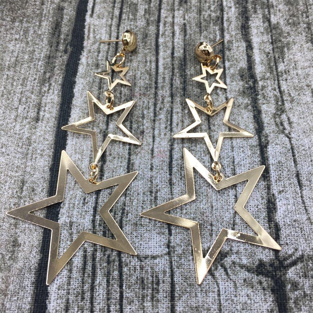 Three-Piece Pentagram Star Stud Earrings Indian Earrings Ornaments