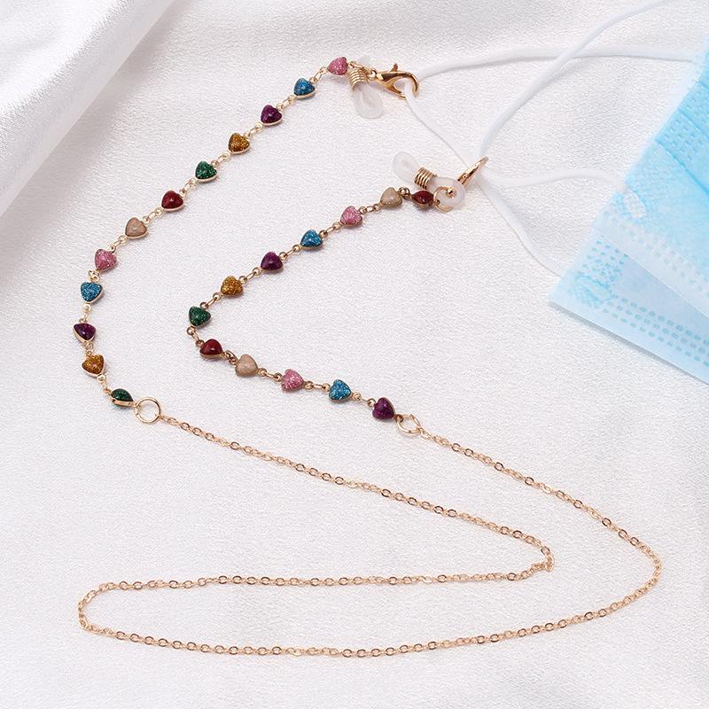 Mask hanging chain glasses chain love pendant mask chain peach heart metal glasses chain direct supply