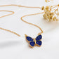 Ins full diamond butterfly necklace female retro fashion niche design blue butterfly pendant clavicle chain tide