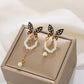ins black butterfly earrings French light luxury niche design pearl chain tassel earrings sweet earrings