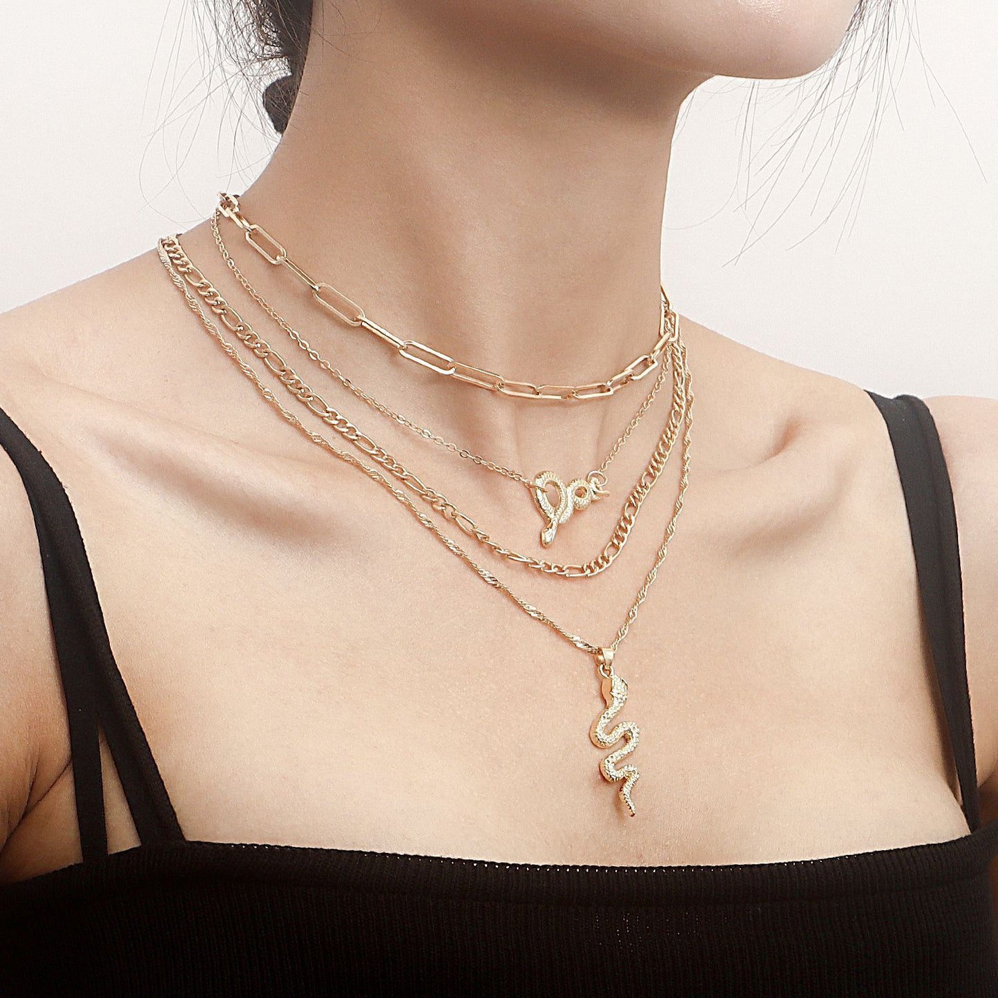 Jewelry retro multi-layer snake-shaped pendant necklace female choker collarbone chain cold necklace