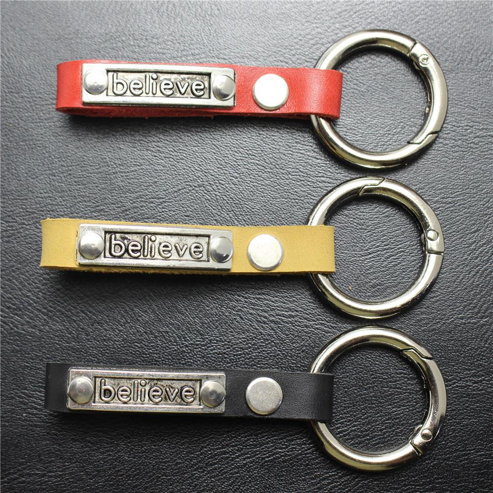 Alloy English brand handmade detachable leather key chain spring buckle car pendant gift