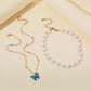 Niche Super Fairy Blue Butterfly Pendant Versatile Temperament Special Shaped Pearl Necklace Fashion Double Stacked Necklace