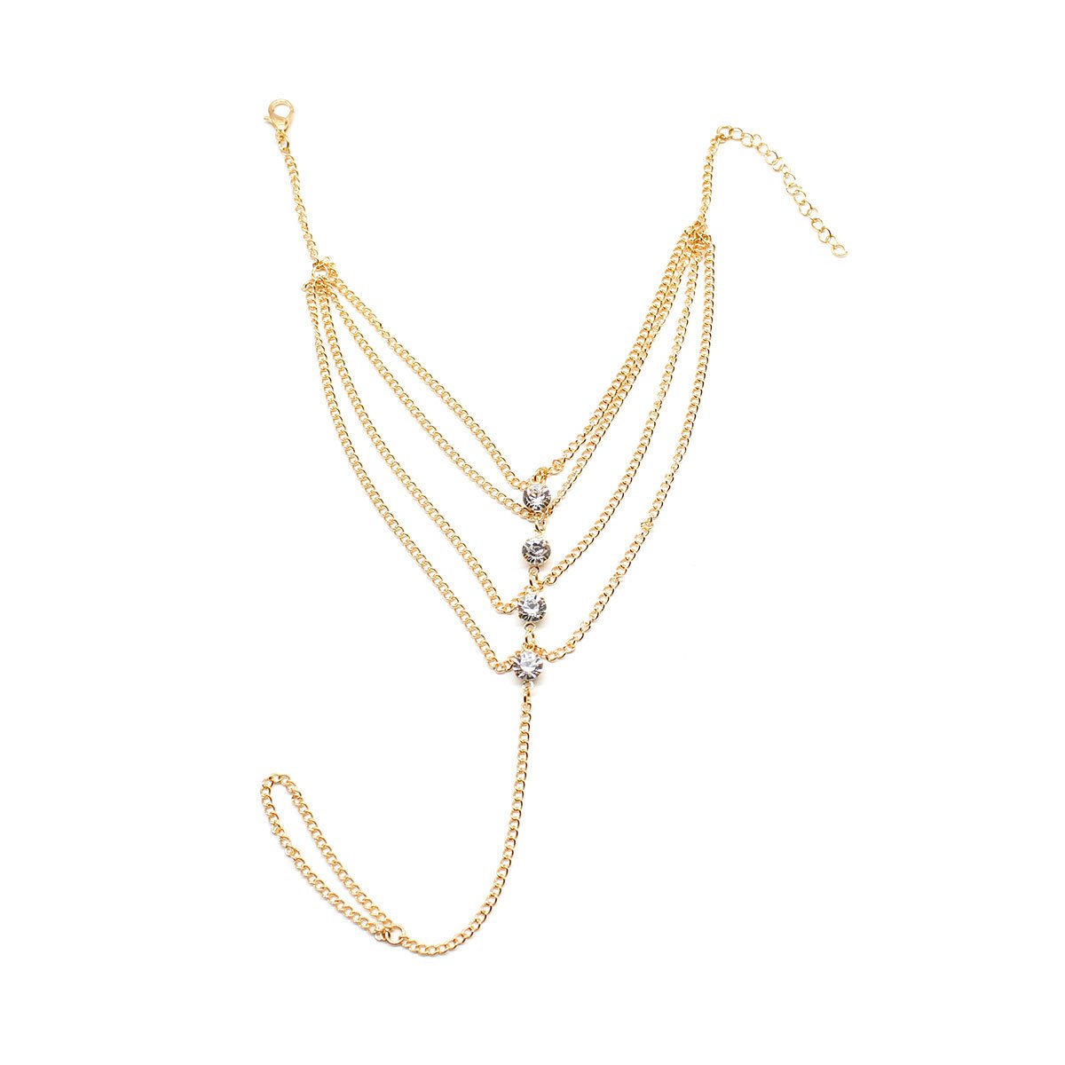 Rhinestone Decorated Layered Anklet Boutique Ladies Spring Jewelry