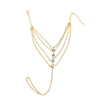 Rhinestone Decorated Layered Anklet Boutique Ladies Spring Jewelry