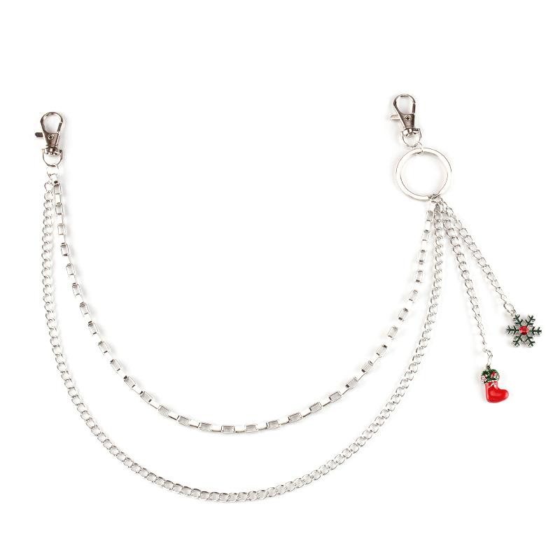 Autumn and winter double-layer pants chain Christmas chain with snowflake socks embellished with festive ornaments
