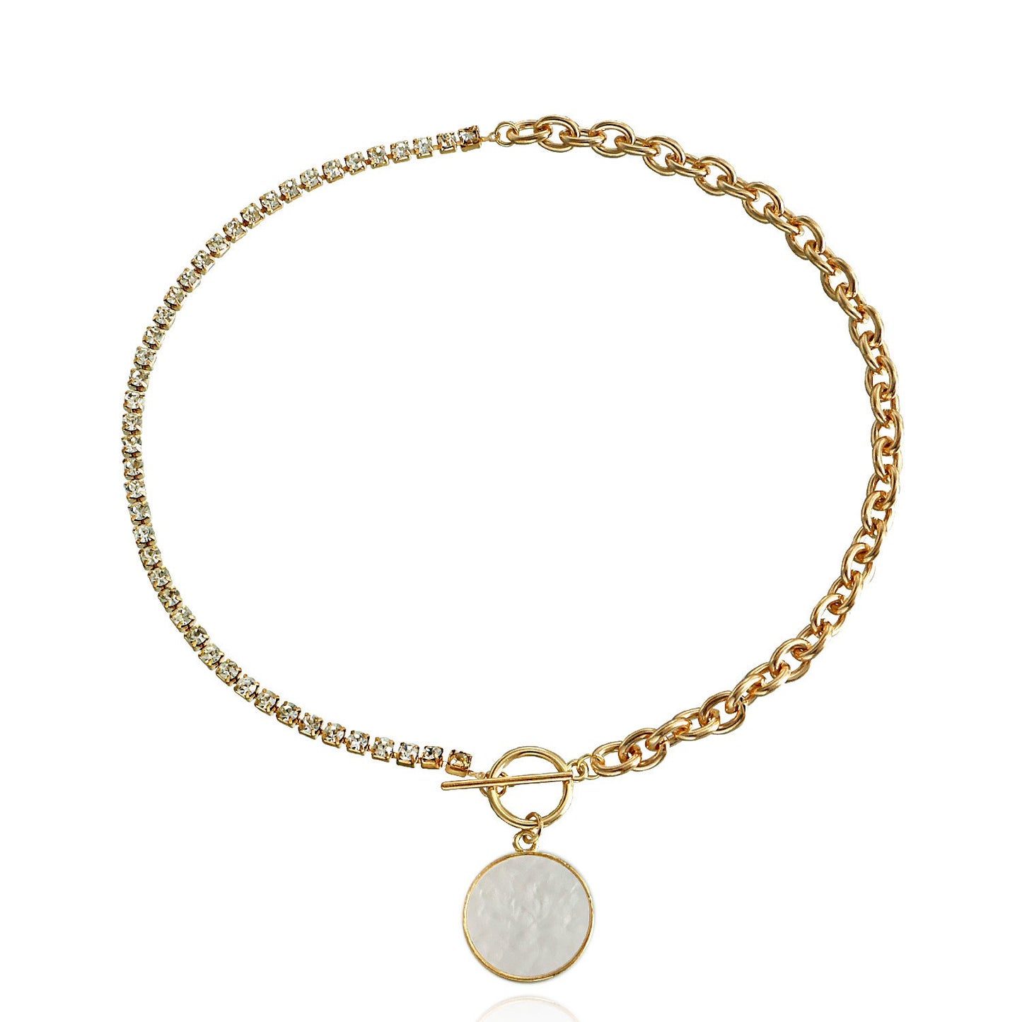 Jewelry stitching diamond claw chain mother-of-pearl pendant necklace female light luxury niche clavicle chain