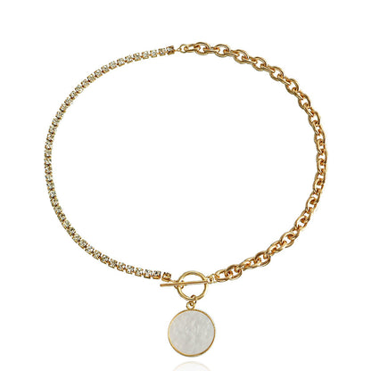 Jewelry stitching diamond claw chain mother-of-pearl pendant necklace female light luxury niche clavicle chain