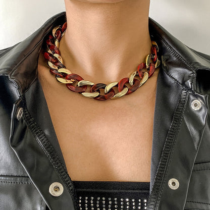 Jewelry Retro Acrylic Metal Aluminum Chain Necklace Personality Street Shot Geometric Clavicle Necklace Female