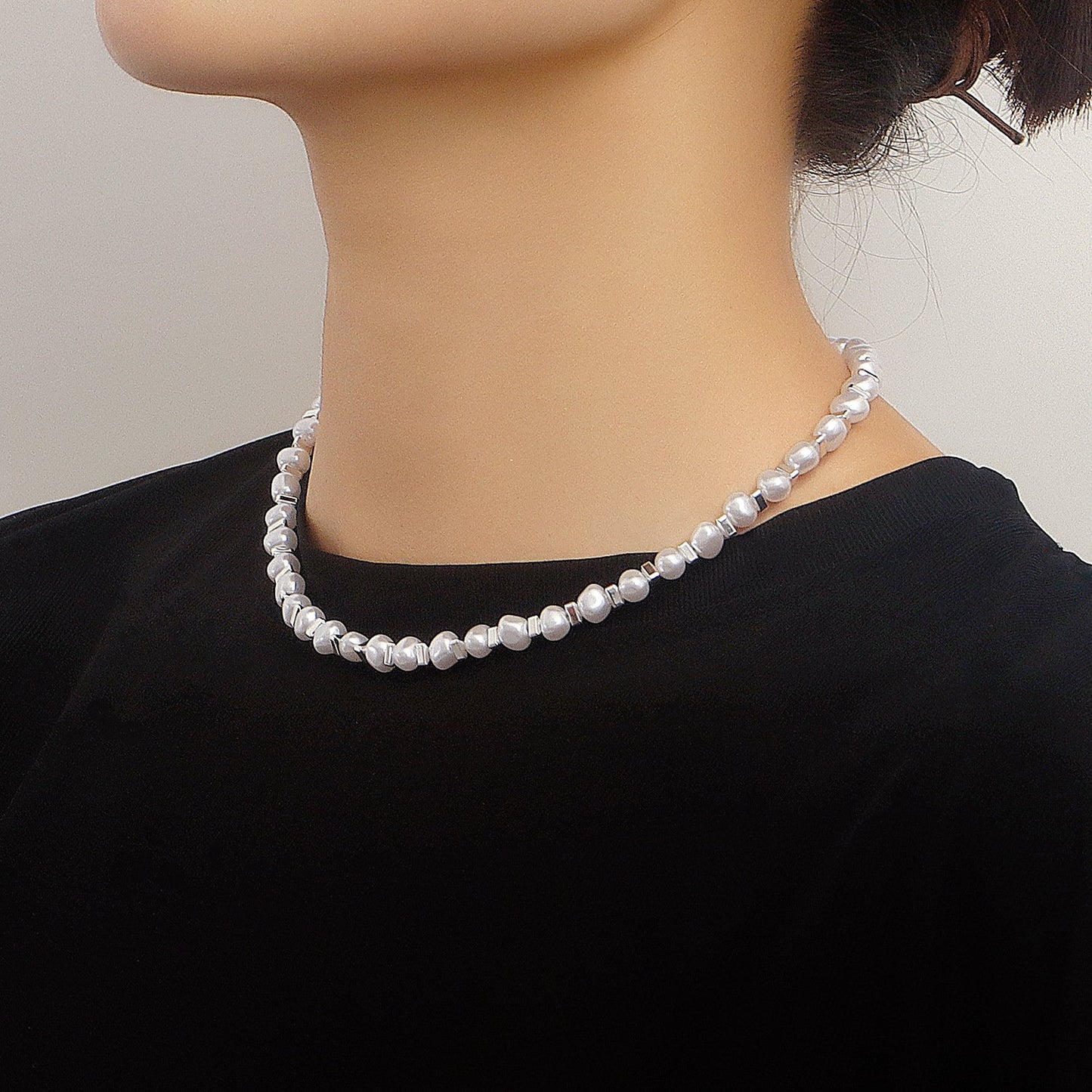 Jewelry Broken Silver Few Two Imitation Pearl Triangle Necklace Necklace Women's Sparkling Simple Necklace