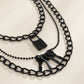 Jewelry personality gender pin metal sweet cool chain necklace retro lock key multi-layer necklace female