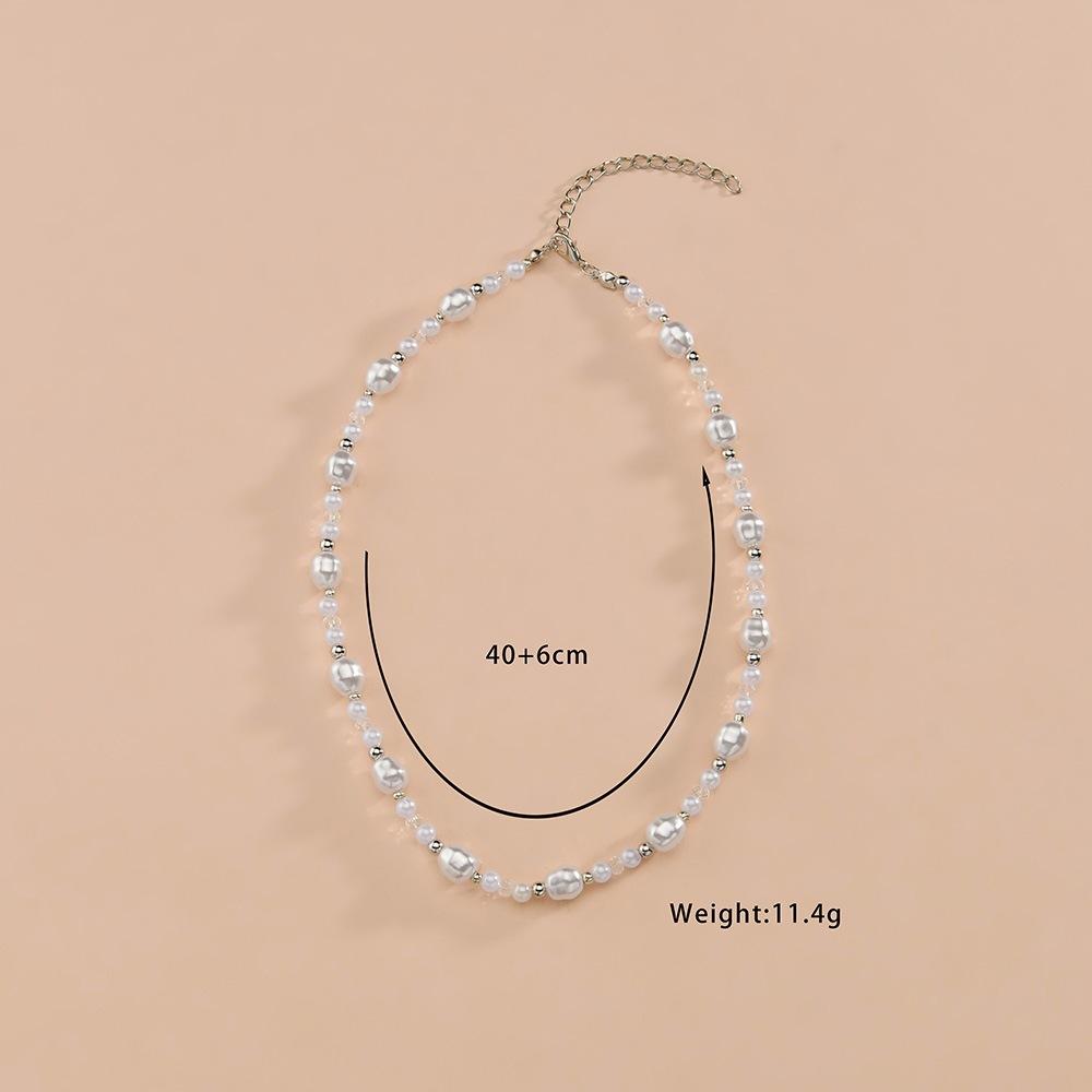 Fashion Imitation Pearl Necklace Simple Temperament Transparent Crystal Clavicle Chain Necklace Jewelry