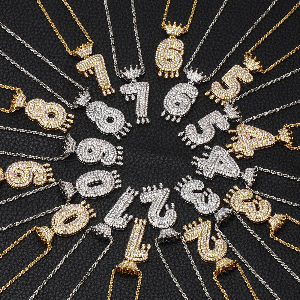 Necklace Fashion Personality Item Jewelry Trend Crown Digital Hip Hop Street Pendant Male