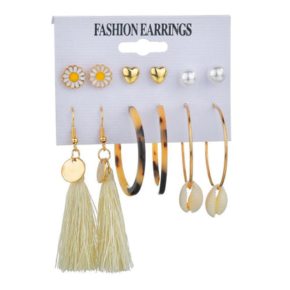 Accessories Creative Shell Stud Earrings Bohemia Tassel Earrings Set Women