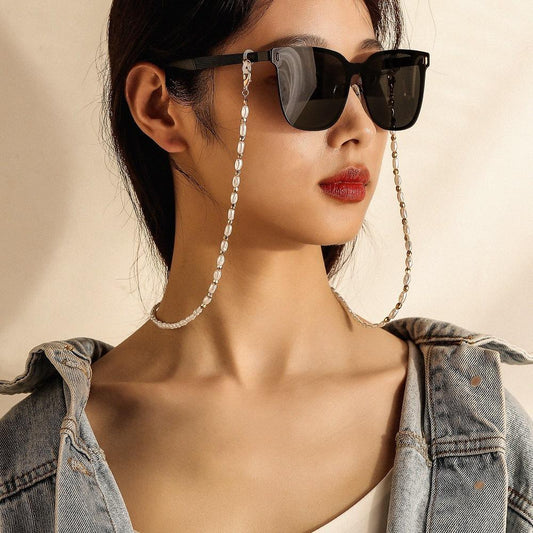 Jewelry fashion retro pearl glasses chain creative temperament oval rice beads anti-lost mask hanging chain