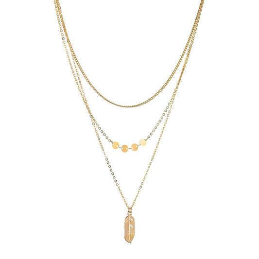 Fashion Alloy Leaf Necklace Simple Disc Clavicle Chain Necklace Ladies Accessories