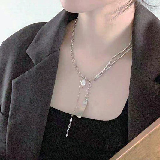 Titanium steel anti-fading double-layer personality street ins collarbone chain Harajuku necklace female net red accessories necklace