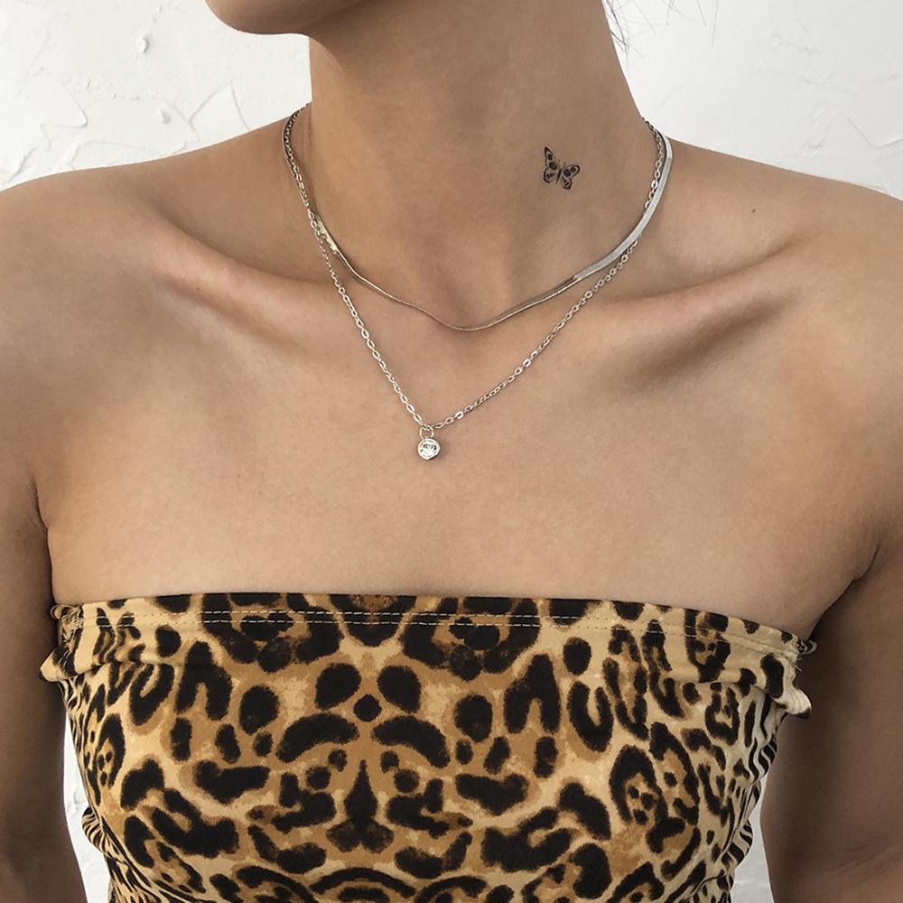 N8251 Personality Bubble Bead Pendant Chain Simple Double Layer Snake Bone Chain Necklace Creative Diamond Temperament Necklace