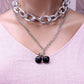 Jewelry hip-hop punk chain multi-layer necklace female exaggerated personality cherry suit necklace female