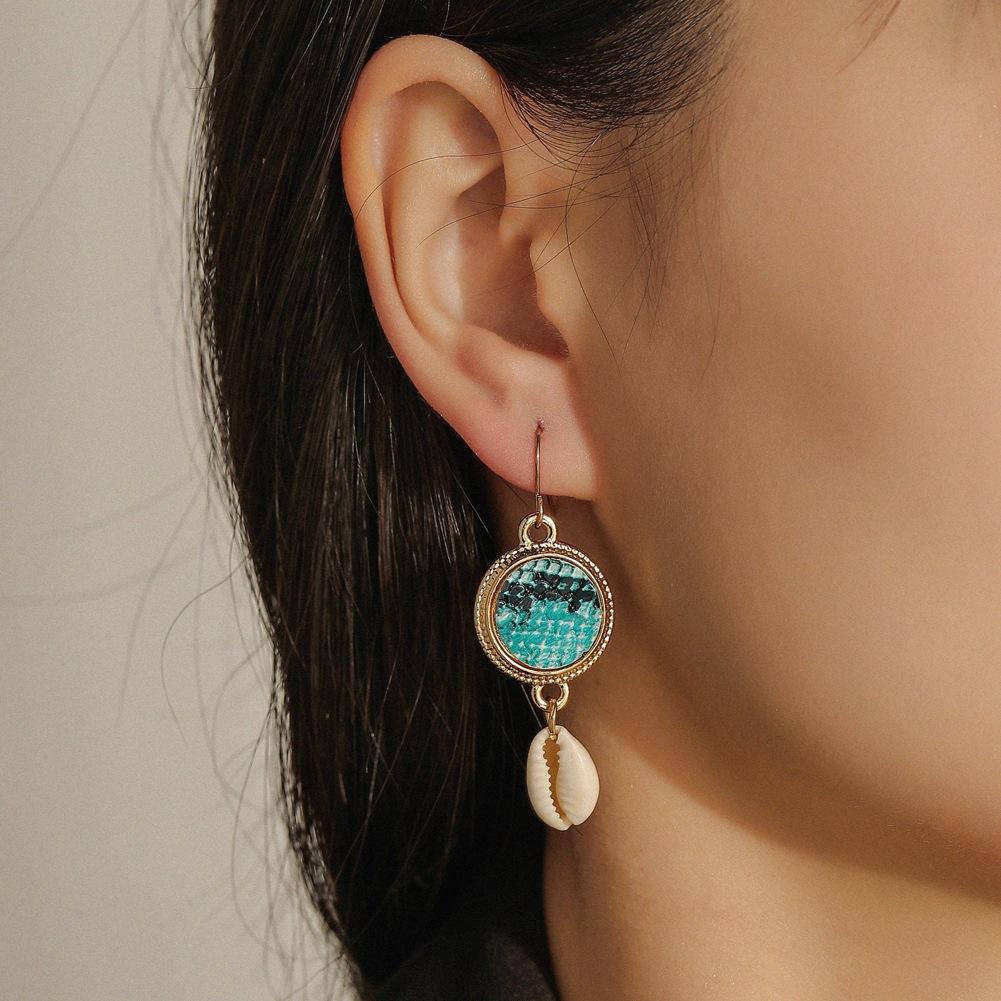 Jewelry Bohemian Colored Fish Scale Round Earrings Fashion Beach Fish Shell Ladies Earrings