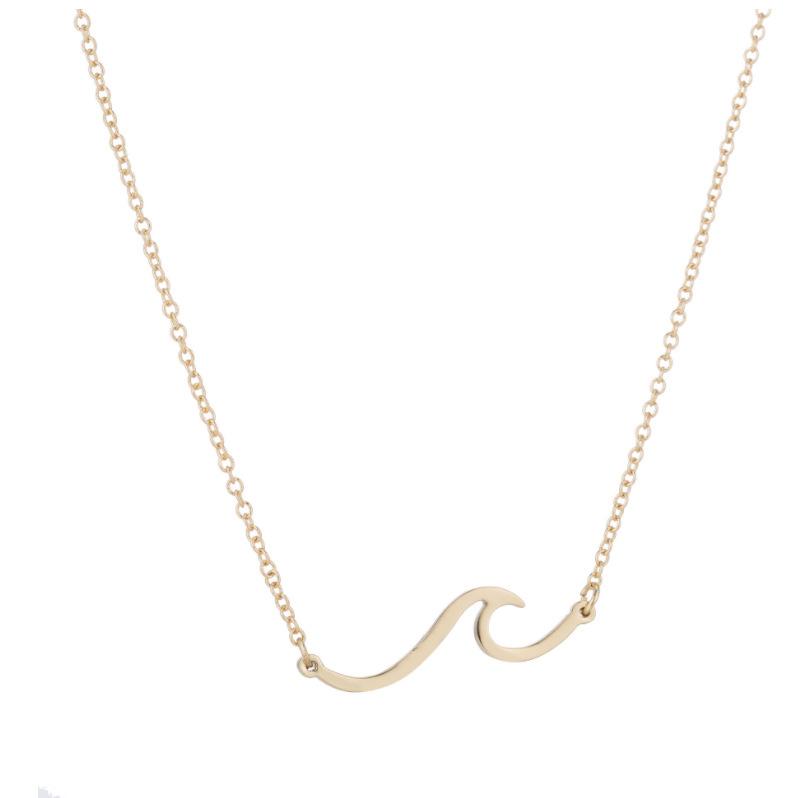 Long Wave Necklace Beautiful Wave Pendant Clavicle Chain Beach Surfer 19 Years Explosion