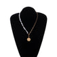 Jewelry Pearl Embossed Queen Pendant Necklace Female Creative Personality Fashion Lace Disc Necklace
