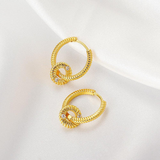 Ins same style metal hoop earrings retro exaggerated zircon earrings earrings temperament simple geometric earrings