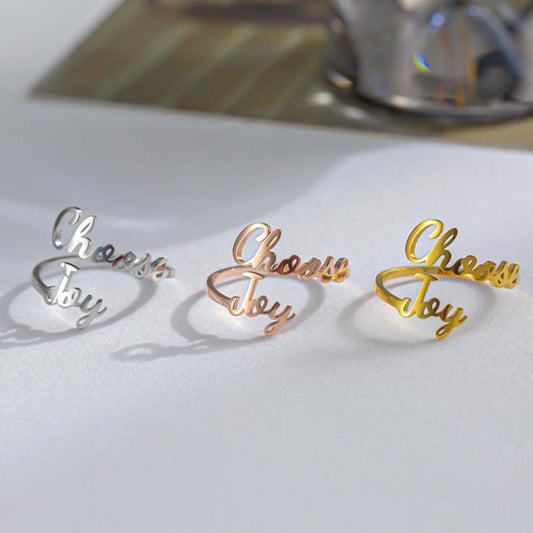 ChooseJoy Letter Ring Titanium Steel 18K Furnace Vacuum Plating Explosive Accessories