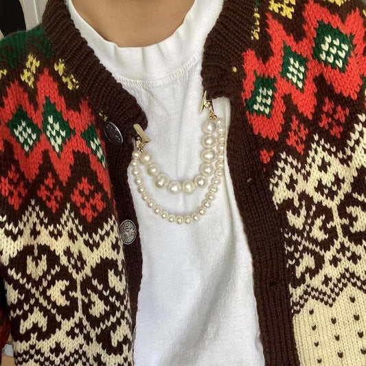 X339 Jewelry Simple Size Pearl Brooch Temperament Lady Elegant Retro Romantic Clothing