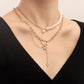 Pastoral Retro Geometric Love Butterfly Combination Necklace French Elegant Imitation Pearl Beaded Chain Necklace