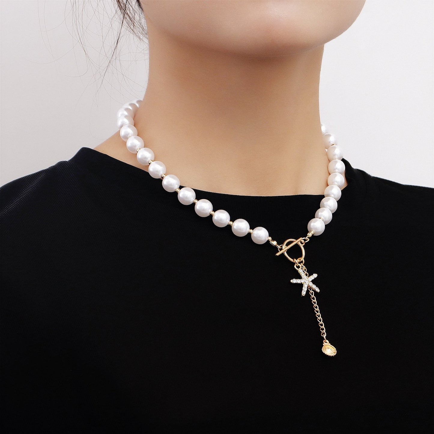 Jewelry Beach Shell Mix and Match Beaded Necklace Diamond Starfish Pendant Necklace Female Personality Necklace